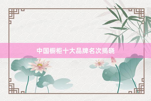 中国橱柜十大品牌名次揭晓