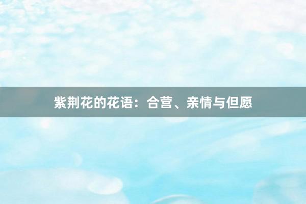 紫荆花的花语：合营、亲情与但愿